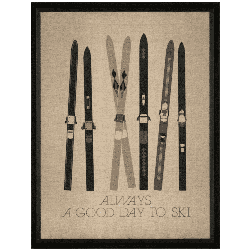 Tavla A Good Day to Ski med svart ram 65 x 85 cm