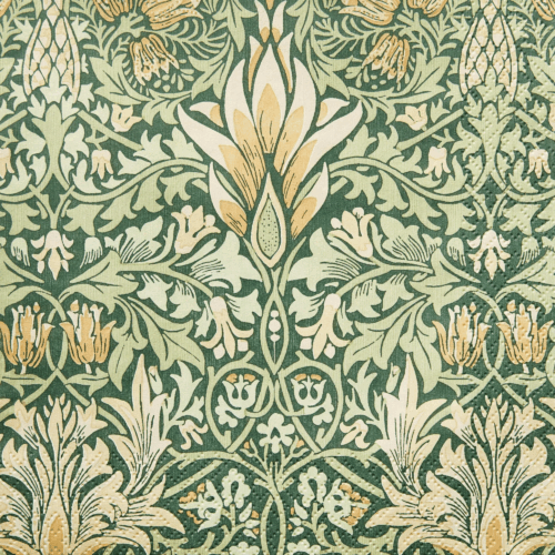 Servett William Morris Snakeshead Green med klassiskt grönt mönster, 33x33 cm – elegant och tidlös design för lunchdukning.