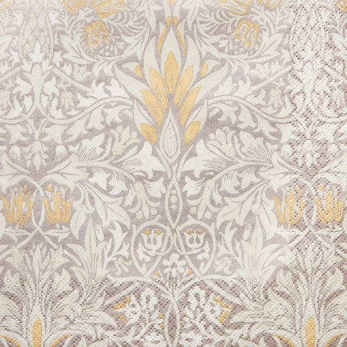 Servett William Morris Snakeshead Platinum med elegant platinafärgat mönster, 33x33 cm – tidlös och stilfull design för lunchdukning.