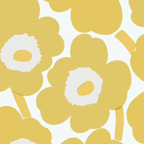 Servett Marimekko Unikko Gold Lunch, 33x33 cm, med ikoniskt blommönster i guld – elegant finsk design för festliga dukningar.