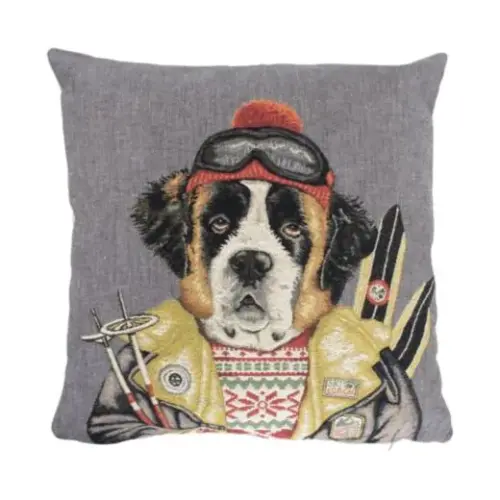 Prydnadskudde Ski Friends St. Bernhard 45x45cm