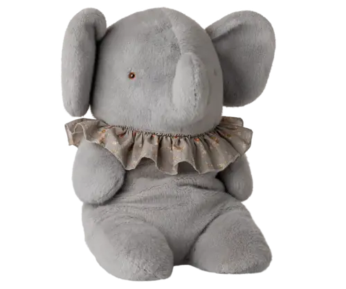 Maileg Elefant Stor – Blå/Grå med krage