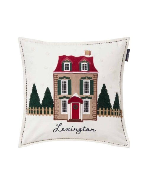 Lexington kuddfodral i sammet med husmotiv 50x50