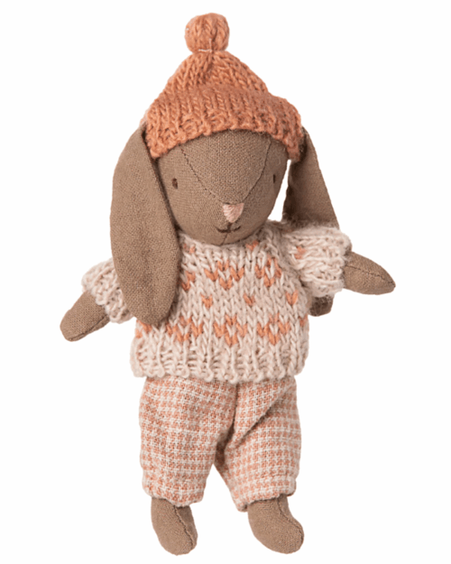 Maileg Vinterkanin, Micro – Brun/Rosa