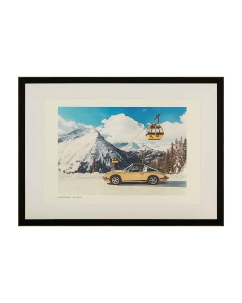 Tavla Les cabines jaunes les 2 Alpes med svart ram