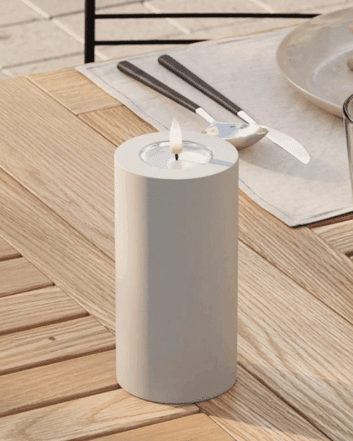 Deluxe Homeart Utomhus LED Blockljus Ø 7,5 x 15 cm Sand