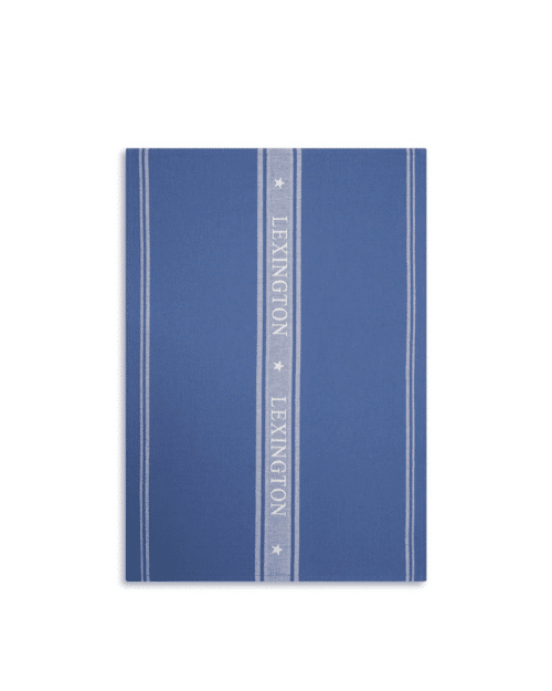 Lexington Icons kökshandduk med jacquardstjärna i bomull - Blå-Vit