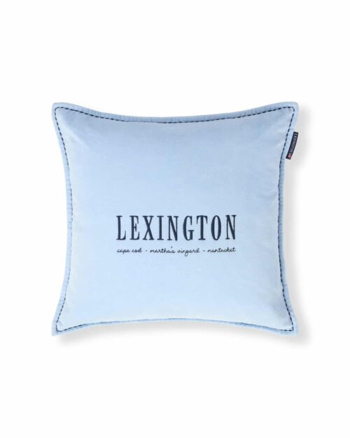 Lexington Blå logga kuddfodral i ekologisk bomullsvelour