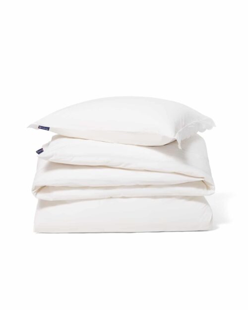 Lexington vitt bäddset i bomullspercal med vågkant